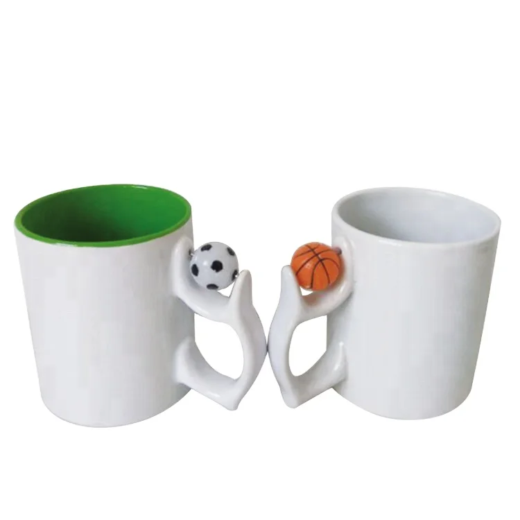 11oz Plain White Sublimation Ceramic Mug Custom Design DIY Logo Football Handle Ceramic Coffee Mugs