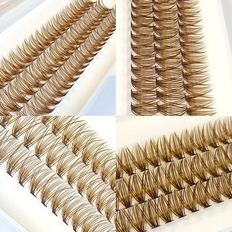 Diy Brown Individual Lash Clusters Fluffy Tray 15Mm-20Mm Natural Brown Lash Extensions Clusters Synthetic Brown Cluster Lash