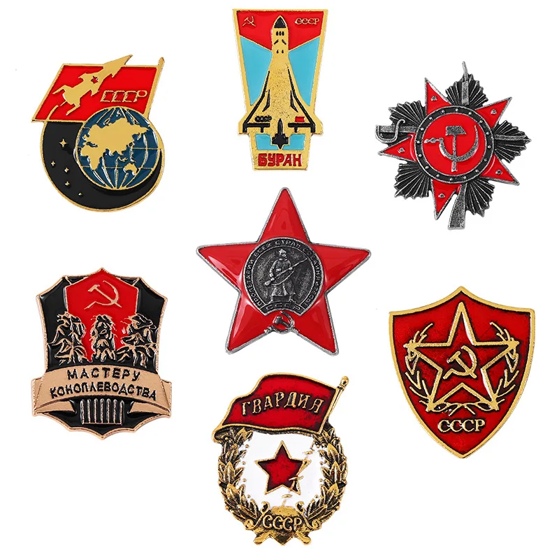 Stock  Hot European New Soviet Rice Star Brooch Badge Medals Paint Badge Wholesale Brooch