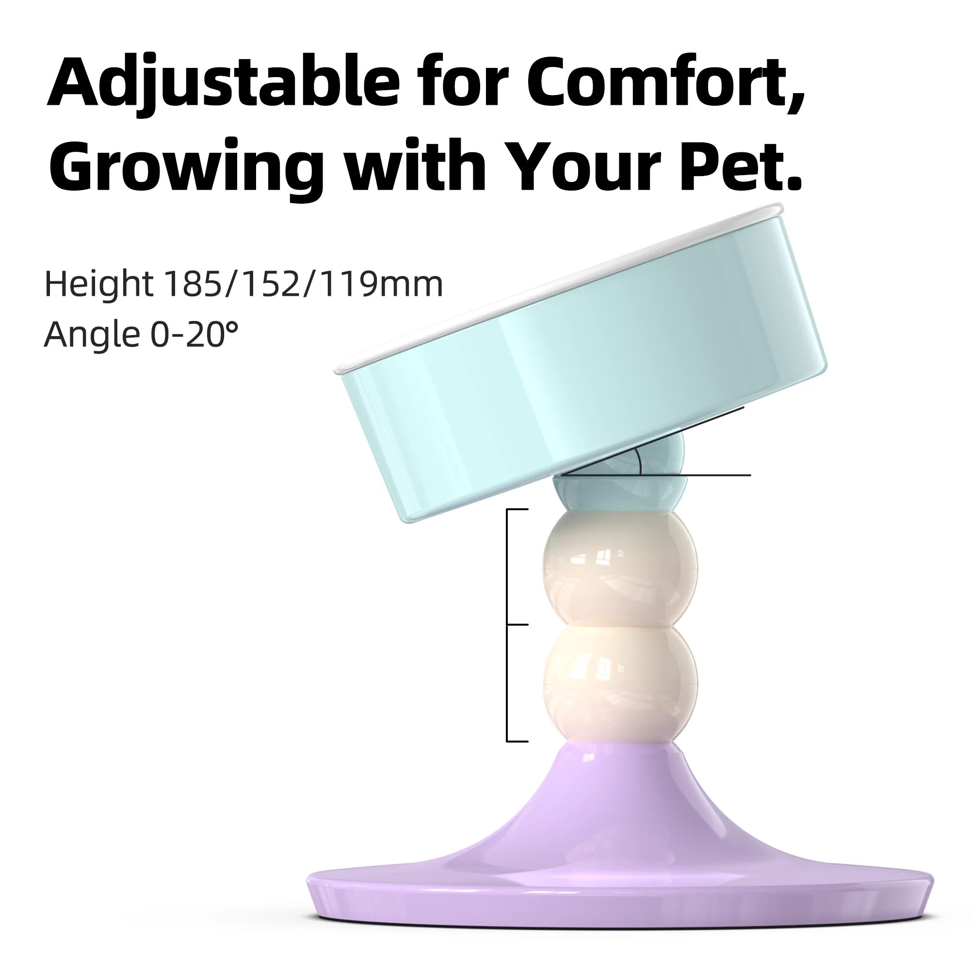 Pet Bowls Feeders Three  Heights Angle Adjustable Pet Bowl Ceramic