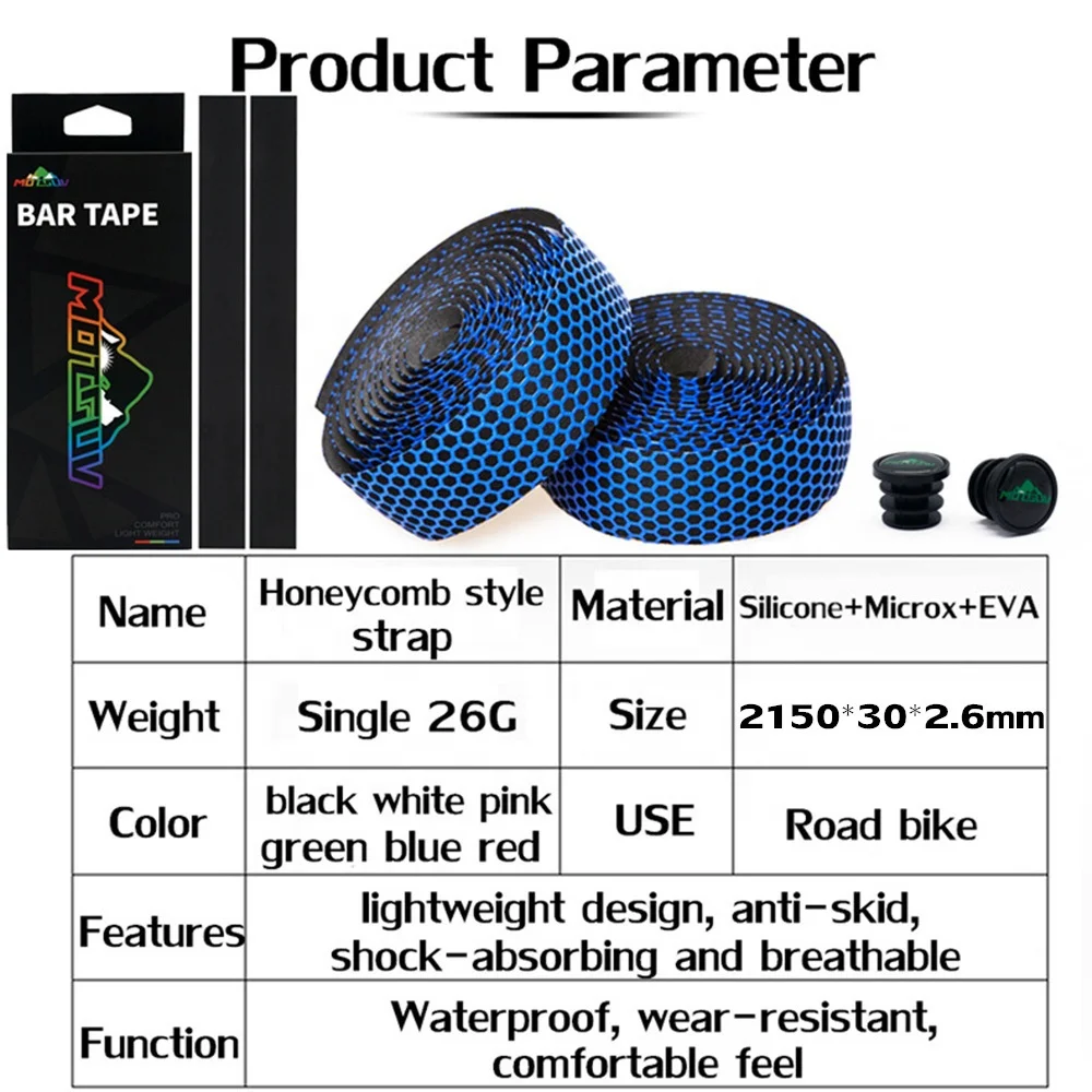 1 Set Road Bicycle Handlebar Tape PU Non-Slip Shock Absorbing Belt 1 Pair Wear-Esistant Road Bike Tape Cycling Accessories