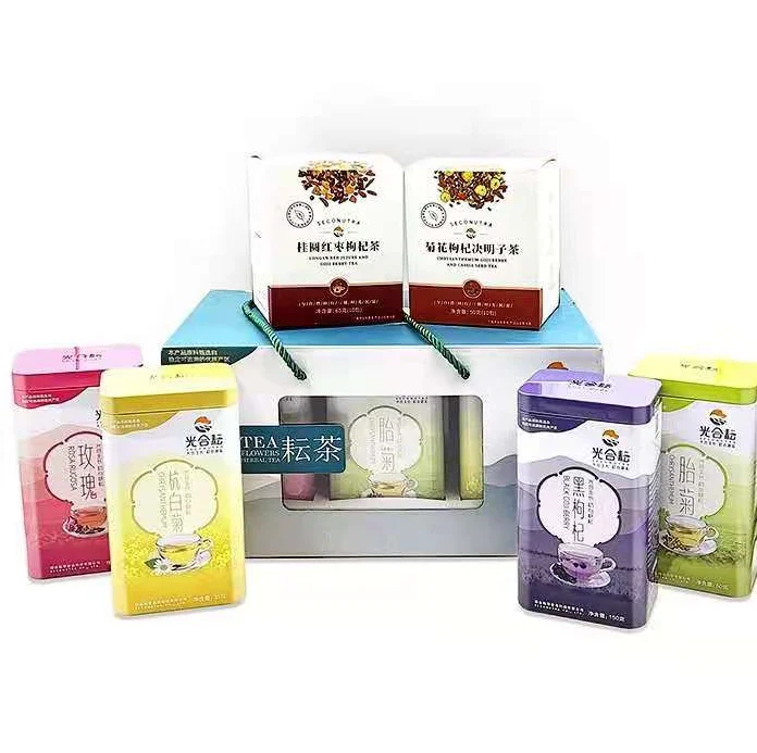Organic Flower tea in gift box-White chrysanthemum, Thai opera, longan, red date, medlar, rose