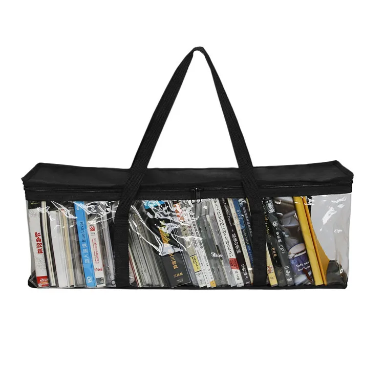 Home DVD Storage Bag Transparent PVC Clear PVC Holders with Strong Carrying Handles and Zipper for CDs Video Games Books Hats