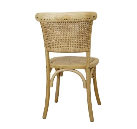 Antique Outdoor Rattan Dining Chair Solid Wood Chair Frame Rattan Wedding Chair Home Furniture Stackable Farmhouse Wooden 300pcs