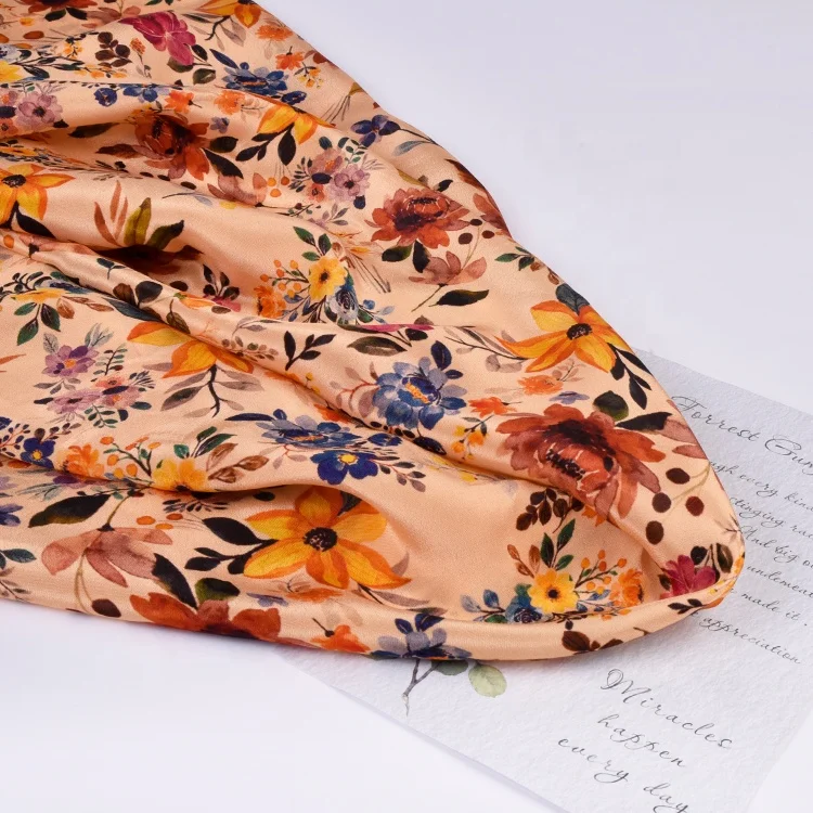 New 100% Viscose Rayon Zeming Design Floral Print 50D Viscose Satin Fabric Materials For Dress Making
