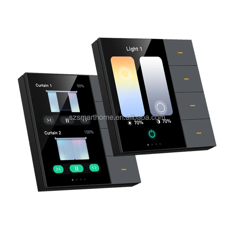 3 inch tuya smart light switch 4 gang relay 8 gang scene dimming switch touch screen control curtain with radar wall switches