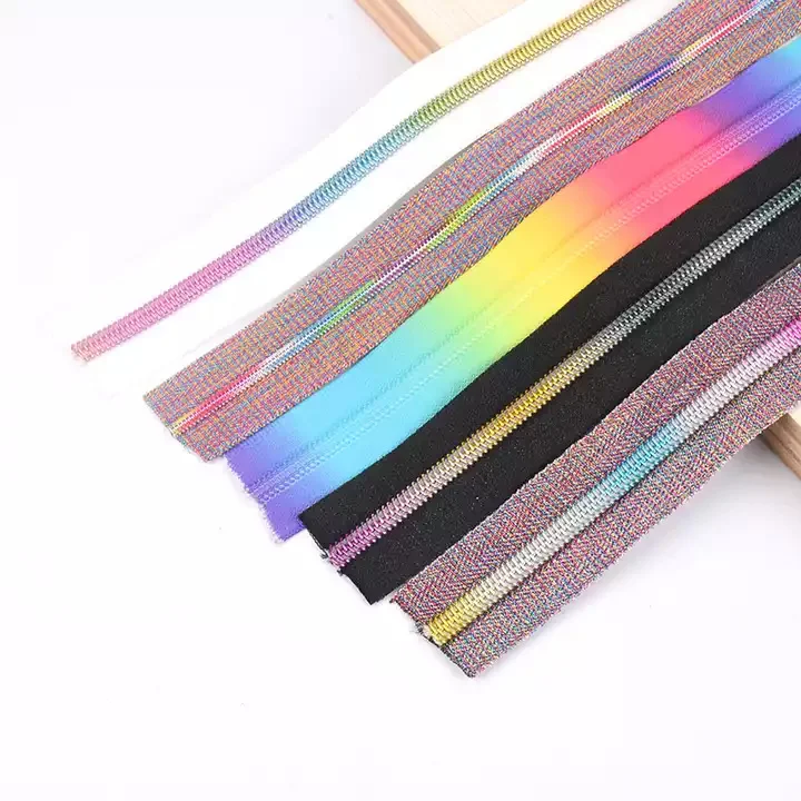 #5 Black Zipper Tape With Multi-Colored Rainbow Nylon Coil