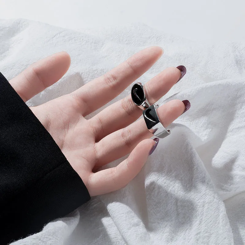 Personality Simplicity Fashion Tai Chi Spade Opening Ring for Women Hip-hop Trend Rings Jewelry