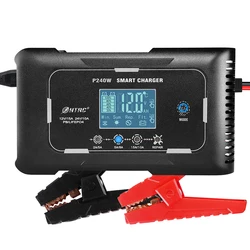 NEW HTRC 15A Car Battery Charger 12V/15A 24V/10A Smart Charger for Lead-Acid PB LiFePO4 7-Stage Automatic Motorcycle Charger