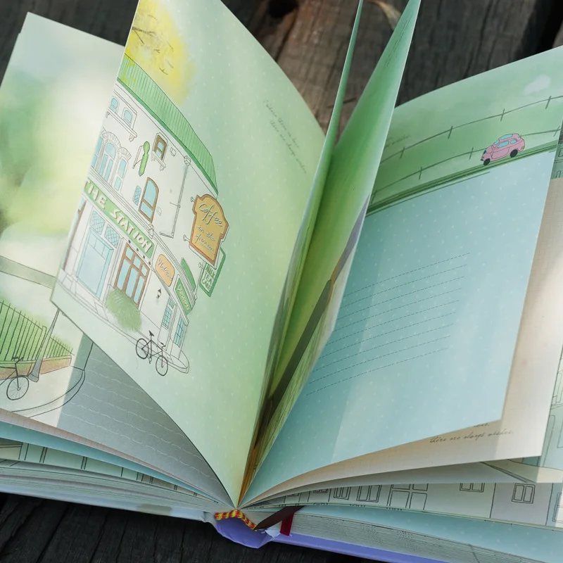 pu notebook beautiful page custom logo illustration book diary Korean creative hardcover notebook student stationery