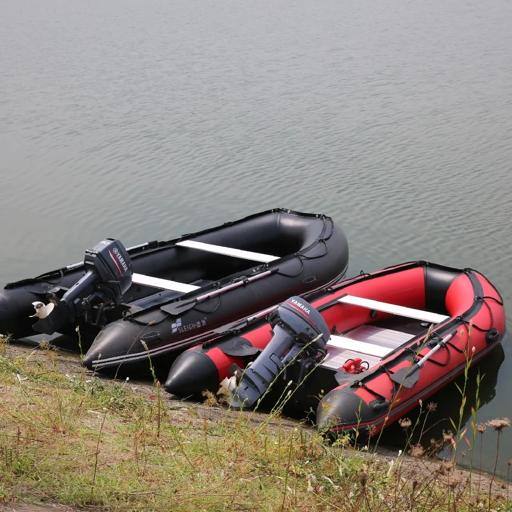 Aluminum Floor Folding Boat Fishing Inflatable Boat 1.2mm PVC Rescue Kayak Rowing Canoe with Free Accessories