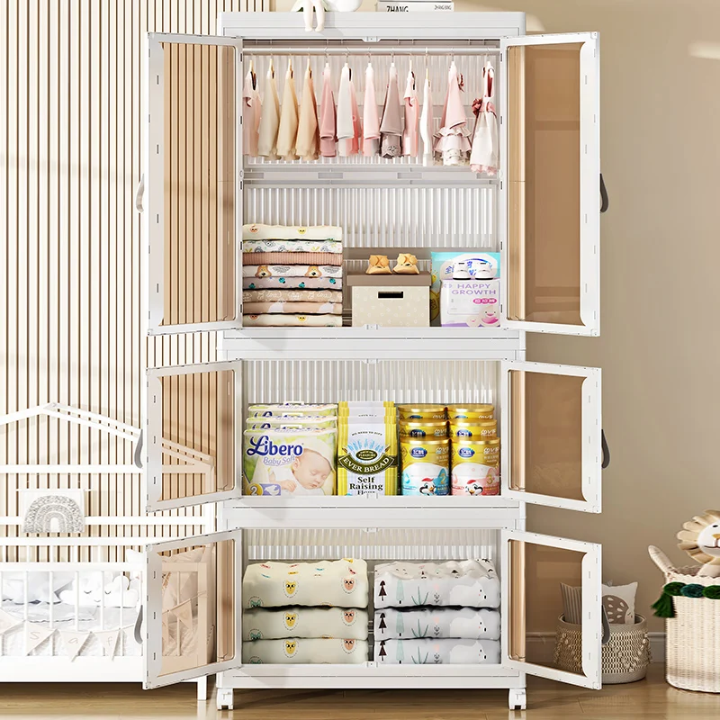 Household Storage Cabinet Foldable Wardrobe Storage Cabinet Box Combination Stackable Clothes Organizer