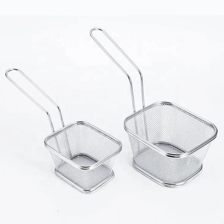 Kitchen Accessories Sliver Black Color Mini Chips Fries Serving Basket French Fries Basket Frying Basket