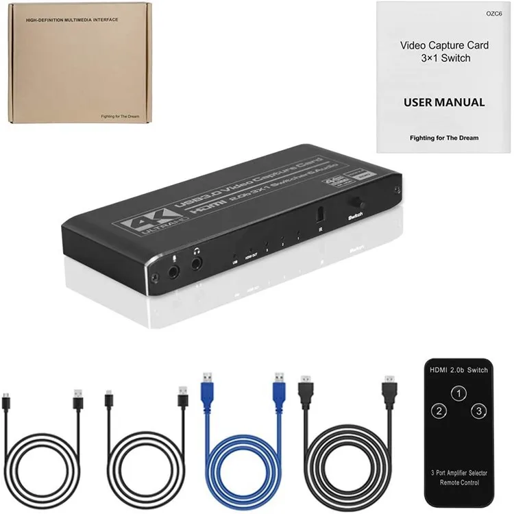3x1 HDMI переключатель 1080P 4K Аудио Видео карта захвата USB 3 0 запись пластина игры потокового видео трансляции Mic в Телевизор с