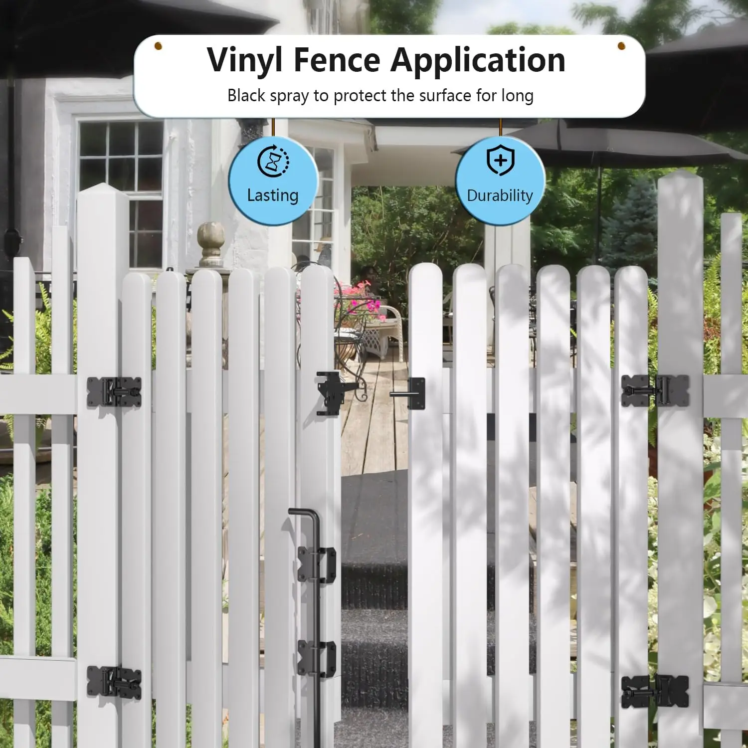 Stainless Steel Gate Hardware Kit Self Closing Gate Hinges and Latch and Cane Bolt Use for Vinyl Fence  Wood Fences Gate