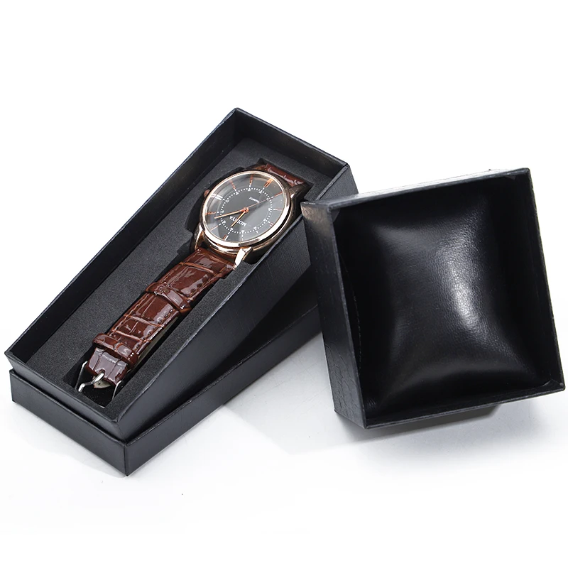 Han Hong Wholesale luxury custom logo small cardboard jewelry storage box Crocodile paper watch box with pillow