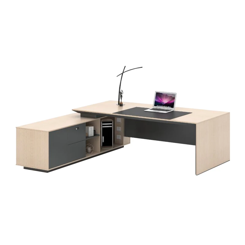 Modern Office Furniture L Shape MDF Melamine Wooden Manager Executive Desk