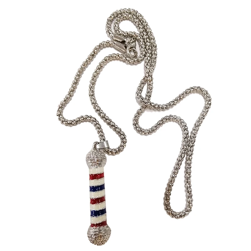 Crystal Barber Shop Turn Light 3D Necklace Hairdresser Logo Necklace Pendants Barbers Jewelry Gift Set Different Sizes