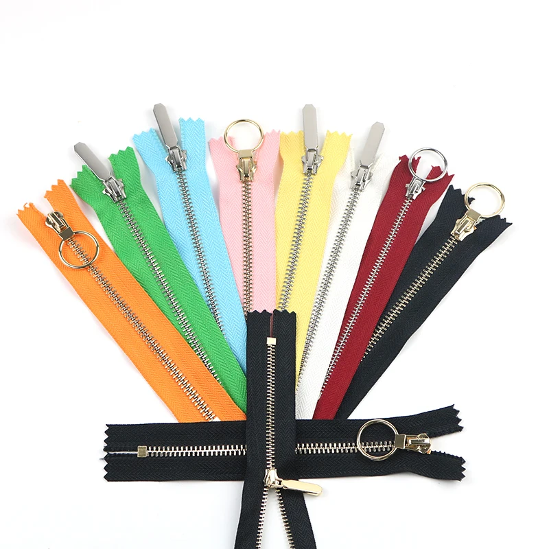 Custom Brass Rose Gold Silver Black White Zipper Metal for Jeans Jacket Coat Bag customized rainbow zipper