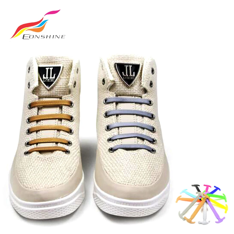 8+8 Elastische Unisex Waterproof Stretchy Silicone Tieless Running Shoe Laces with Packaging