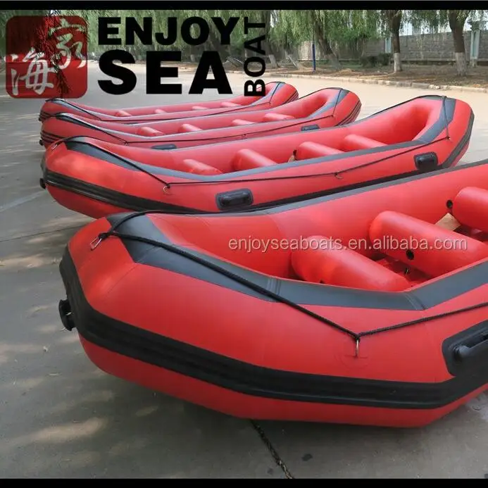 Red PVC/Hypalon rafts 8-10 person river raft high speed 5m inflatable boat strong rafting boat
