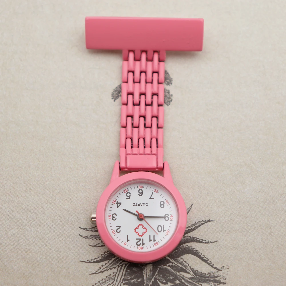 Popular Alloy Pin Nurse Watch Hot Sale Pocket Watch Pink Cute Color Watch for Nurse Hospital