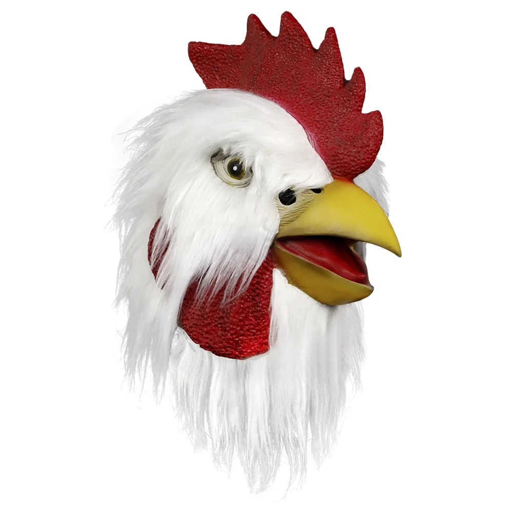 Rooster Mask Chicken Mask Halloween Novelty Costume Party Latex Animal Head Mask Rooster Cosplay Props White