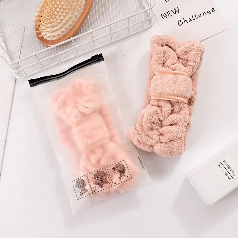 Wholesale Custom Terry Cloth Micro Fiber Towel Hair Wraps Wash Microfiber Top Knot Head HeadWrap Yoga Sport Spa Facial Headbands