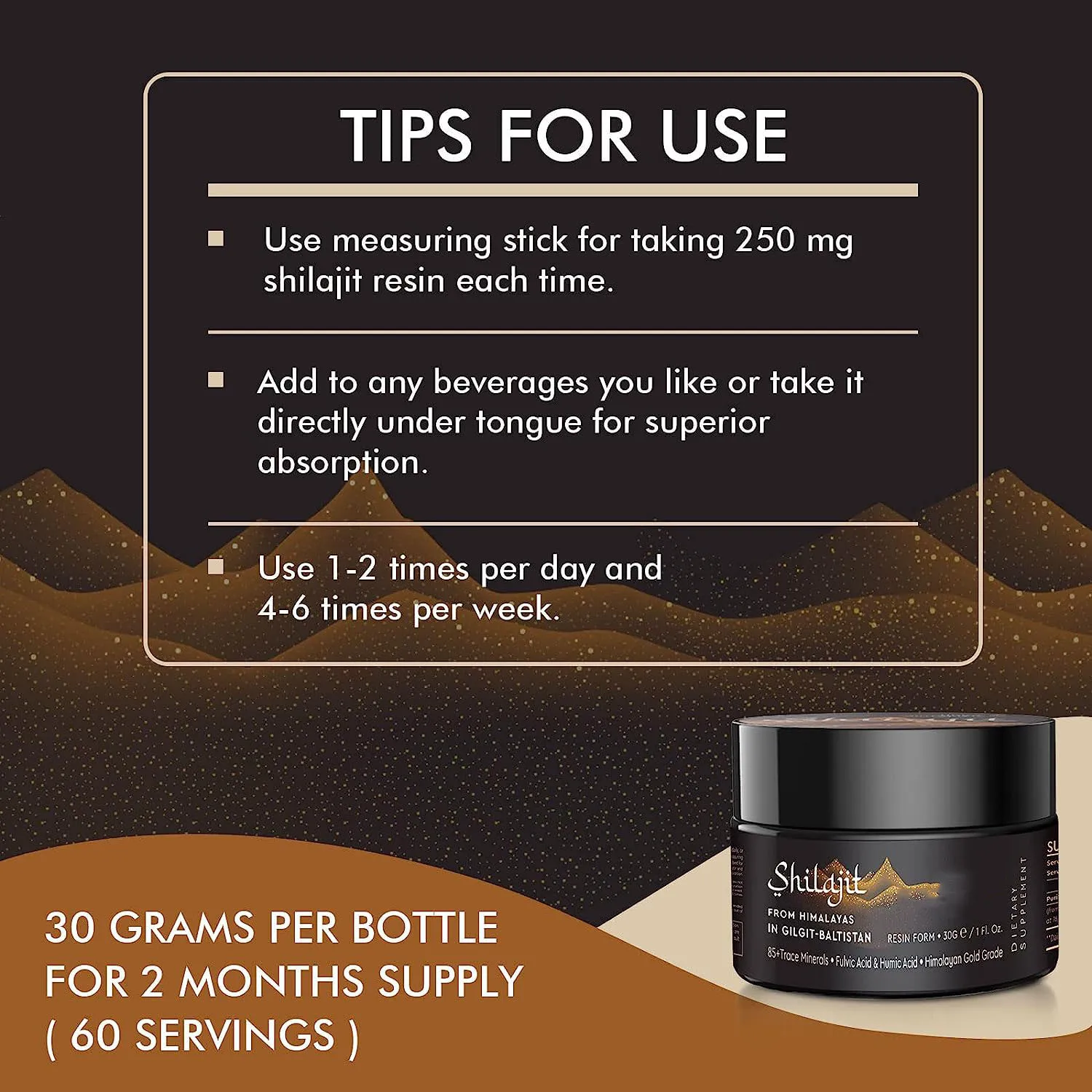 Stock Gold Grade Himalaya Shilajit Resin with Fulvic Acid Humic Acid & 85+ Trace Minerals Complex Shilajit 100pure Natural