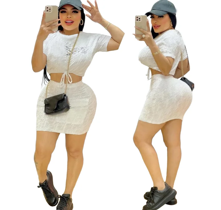 2024 SUMMER LUXURY DESIGNERS CLOTHES WHITE COLOR  T SHIRT + MINI SKIRT LADY  CASUAL DAILY WEAR  SETS