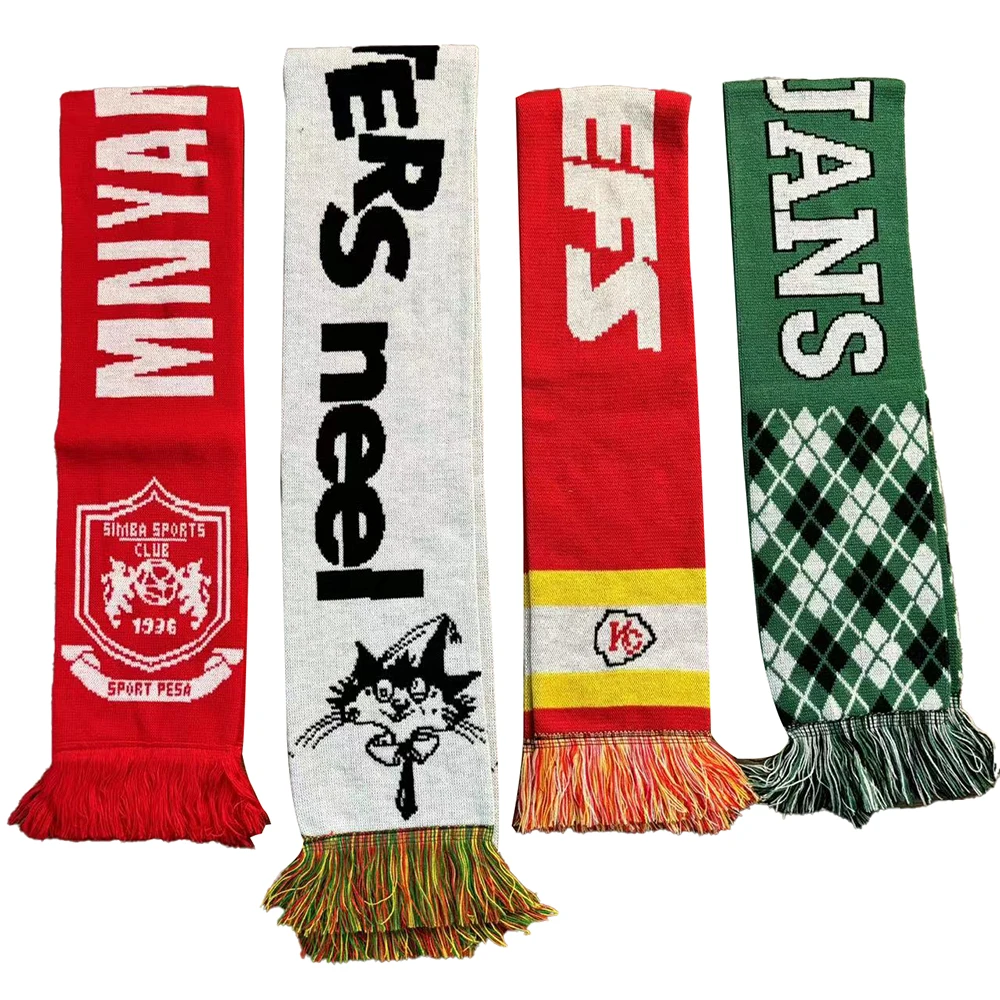 High Quality promotional national flag scarves Wholesales high quality Knitted sports Fans Soccer Scarf
