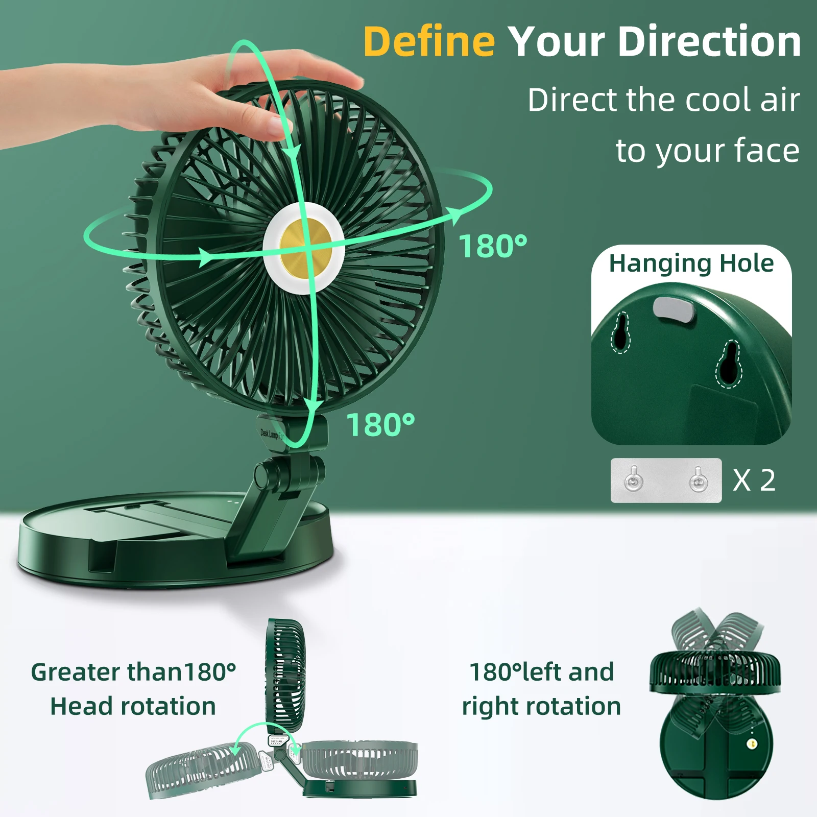 Factory wall mounted rechargeable wireless fan with built-in battery foldable desktop fan for home