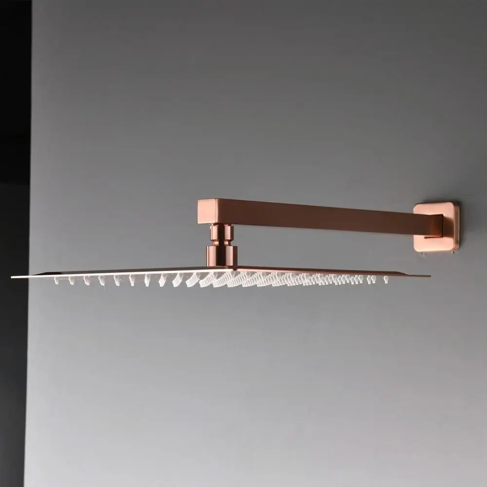 Wall Mount Brass Brushed Rose Gold Faucet Bathroom Shower Set