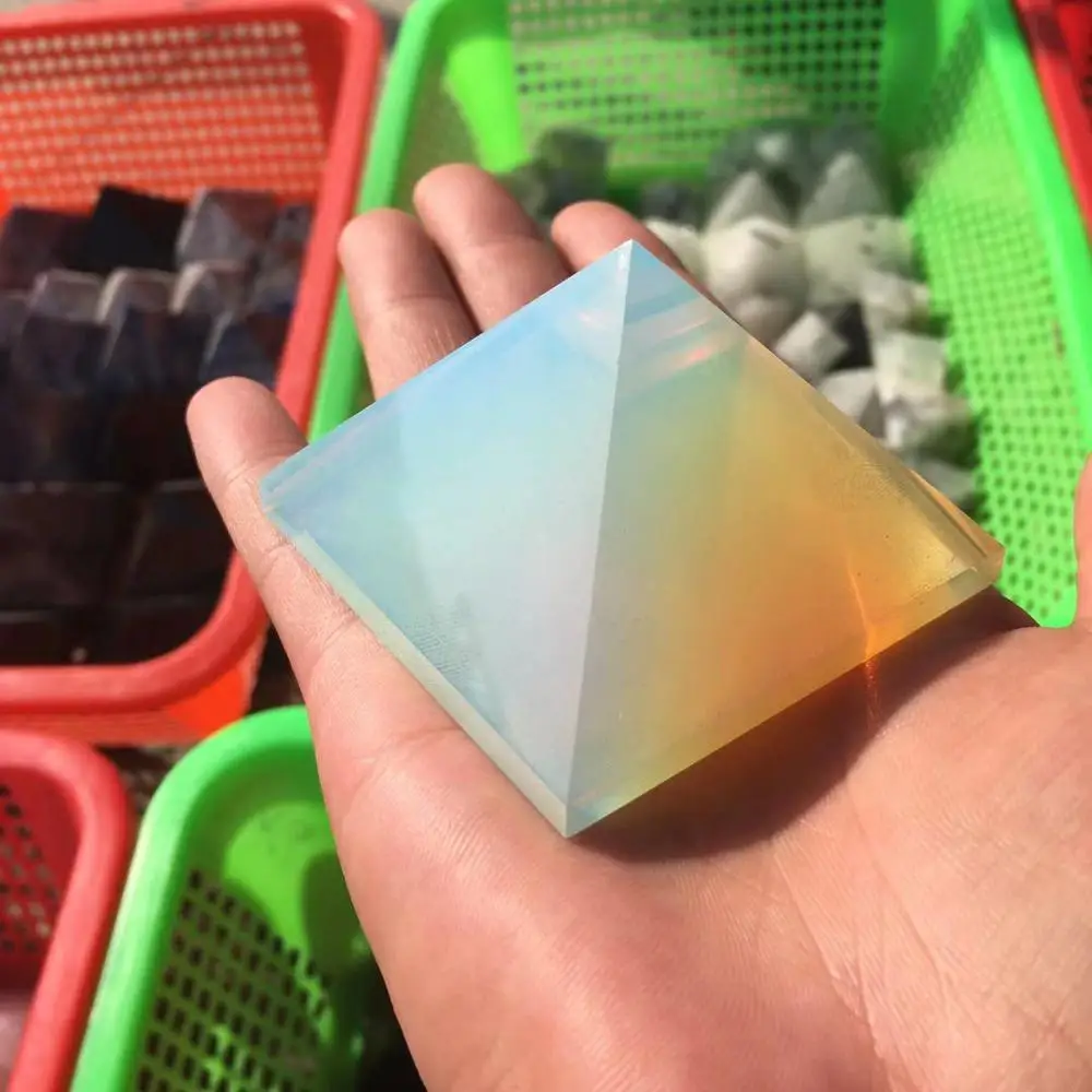 Wholesale Natural Opal Crystal Healing Stone White Opal Pyramid Polished For Energy To Accept