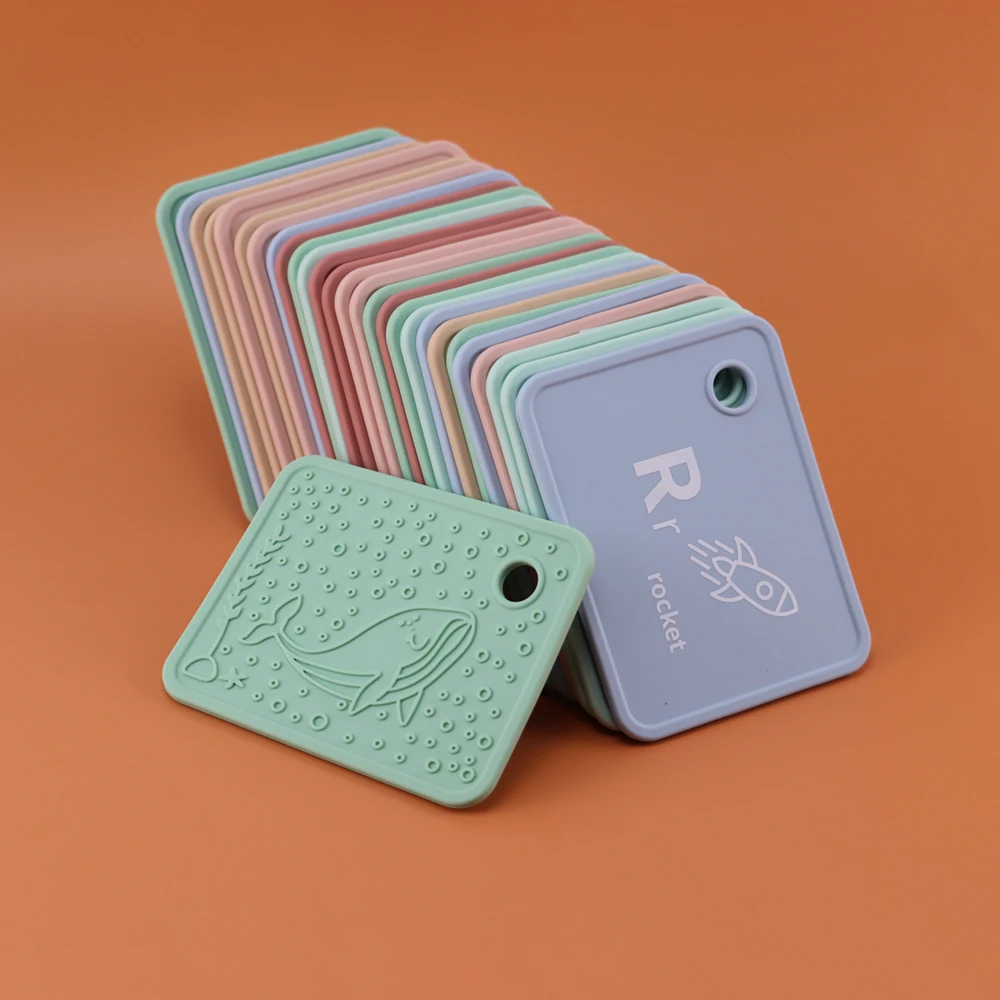 BPA free A to Z Alphabet Cards Toddler Letter Card Silicone Flash Card Learning For Kids Educational