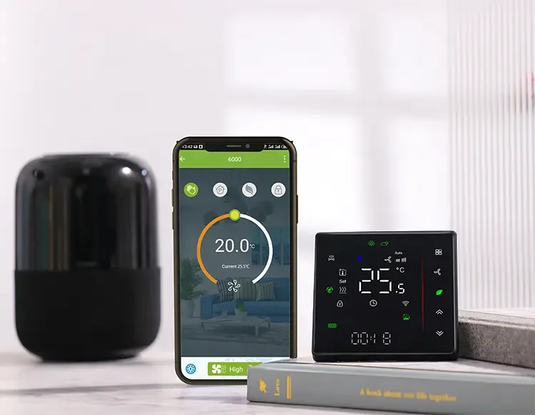 BAC-006 Серия 2 трубы 4 Wi-Fi сенсорный экран цифровой термостат для катушки вентилятора и центрального кондиционера