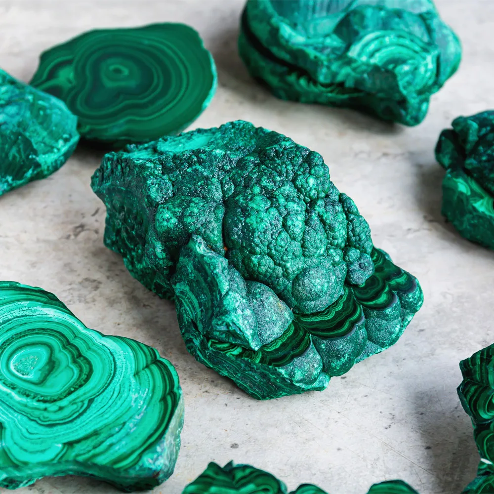 Wholesale  Raw Malachite Freefrom Slab Decorative for Crystal Beads Necklace