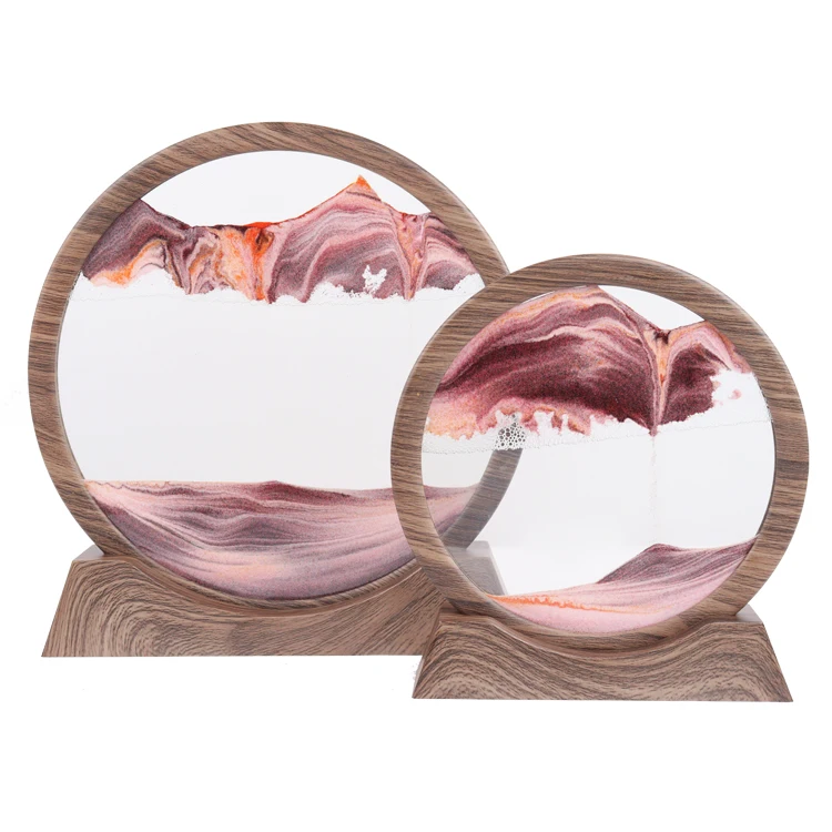 Деревянная рама, динамический движущийся песок, искусство, картина, круглые 3d-песочные часы, Декор для дома, сенсорные игрушки