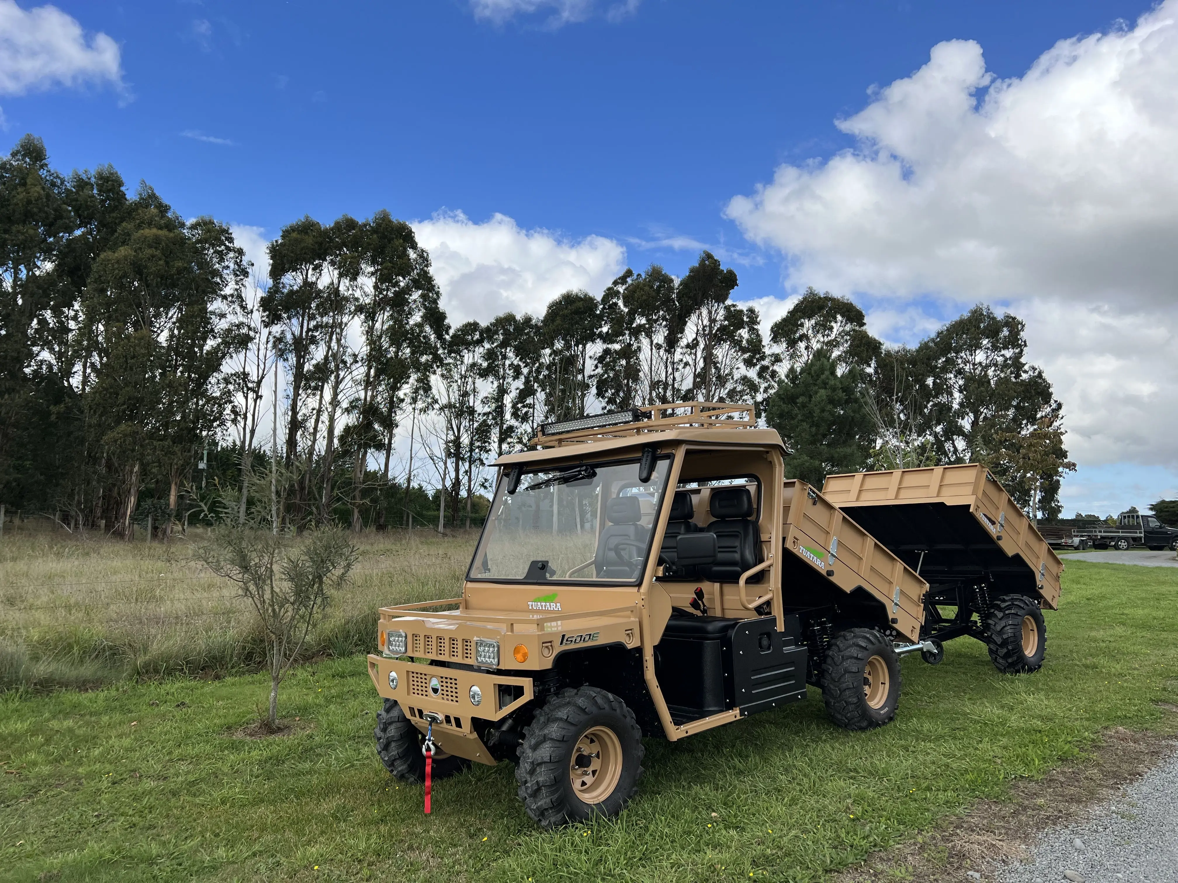 Utility Pull Farm Vehicle Long  Trailer Atv With Inertia Brakes And Electric Hoist