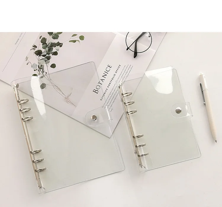 Factory Direct Sales Pvc Transparent Spiral Binding Snap Buckle Design Multi-size Notebook Shell