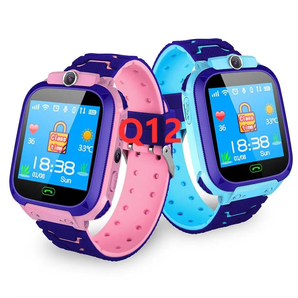 2021 Hot Selling Amazon Tracker Kids Smart Watch Q12 With Voice Chat Setracker App Ip67 Waterproof Swimming Children Smartwatch