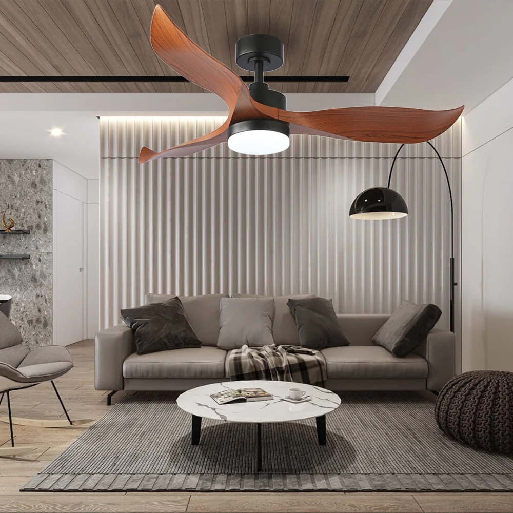 AIERTEC 52' Modern All Copper Motor 3 ABS Blades Ceiling Fans With Light Remote For Bedroom Living Room Patio