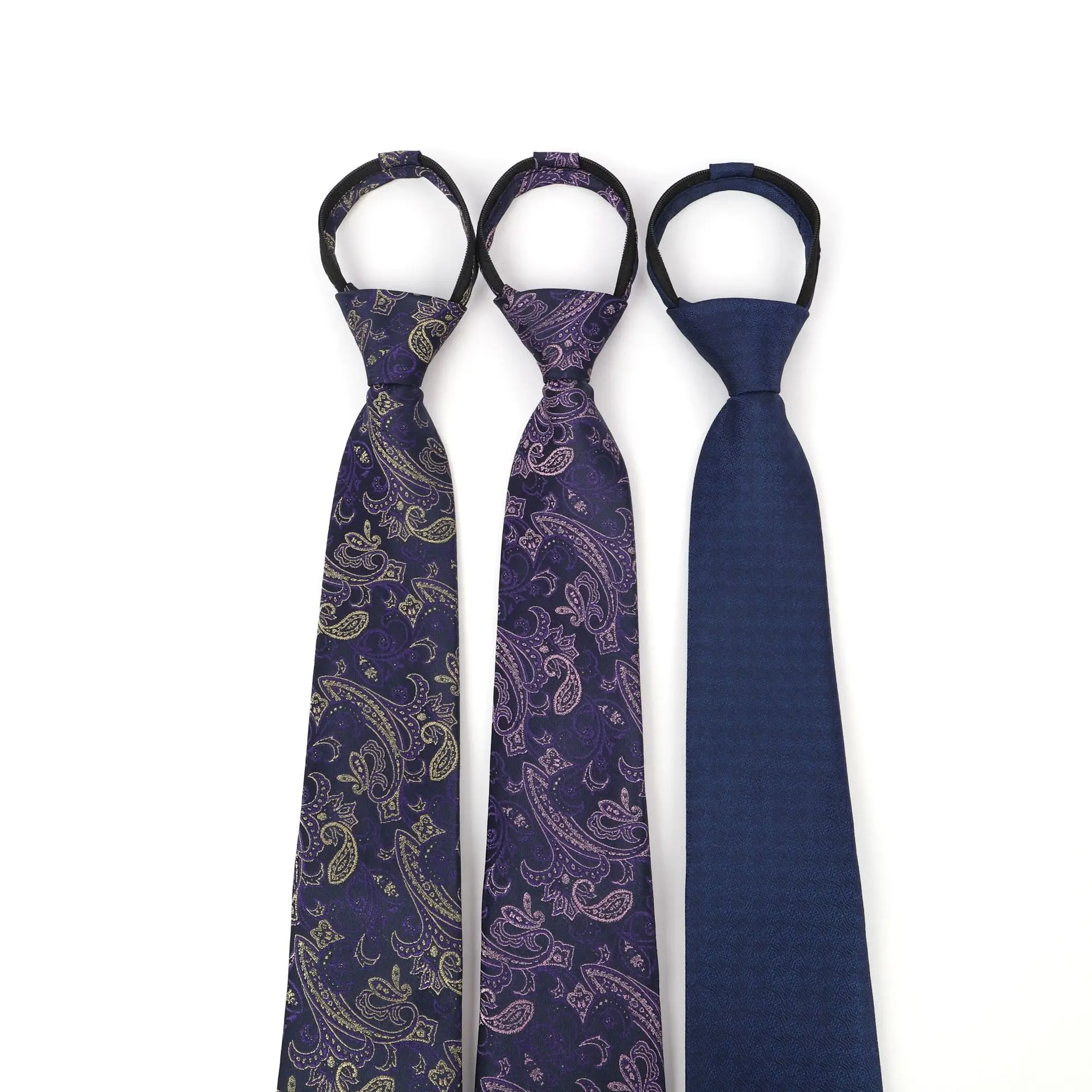Wholesale Classic Popular Zipper Ties Pre- tied Adjustable Polyester Necktie Ties  Easy Wear