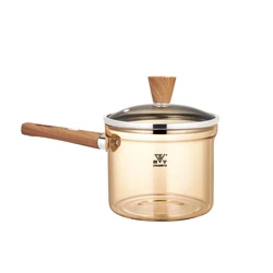 Factory direct sell transparent clear High borosilicate glass cooking pot heat resistance nonstick cooking pot