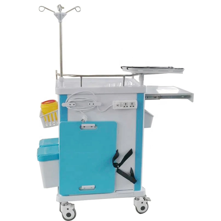Shiye TC-501 ABS Engineering Plastic Body Aluminum Support Column 5 Drawers Medical Emergency Crash Cart