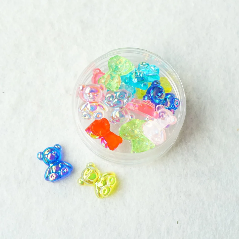200pcs/bag Flatback Resin Charms Bear Cabochons  for DIY Scrapbooking Craft Phone Case Making Decor