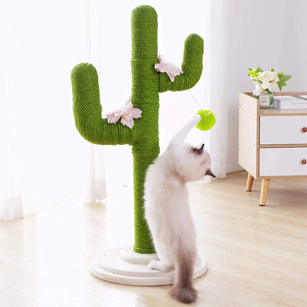 Hot-selling cactus shape sisal rope Cat Scratching Post with Toy Cat Scratching Post and Climbing toy