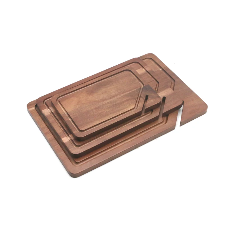 Customized Fruit Vegetable Kitchen Cutting Board Natural Acacia Wood Cutting Board Wooden Chopping Board set with holder