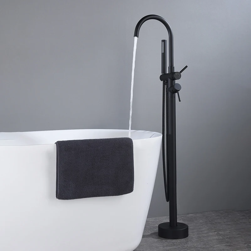 OEM Floor Stand Bathtub Faucet Set Rain Shower tub faucet set Black Bathtub Faucet