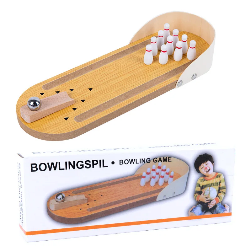 KS Custom Desktop Bowling Children Mini Wooden Table Simulation Bowling Games Toy